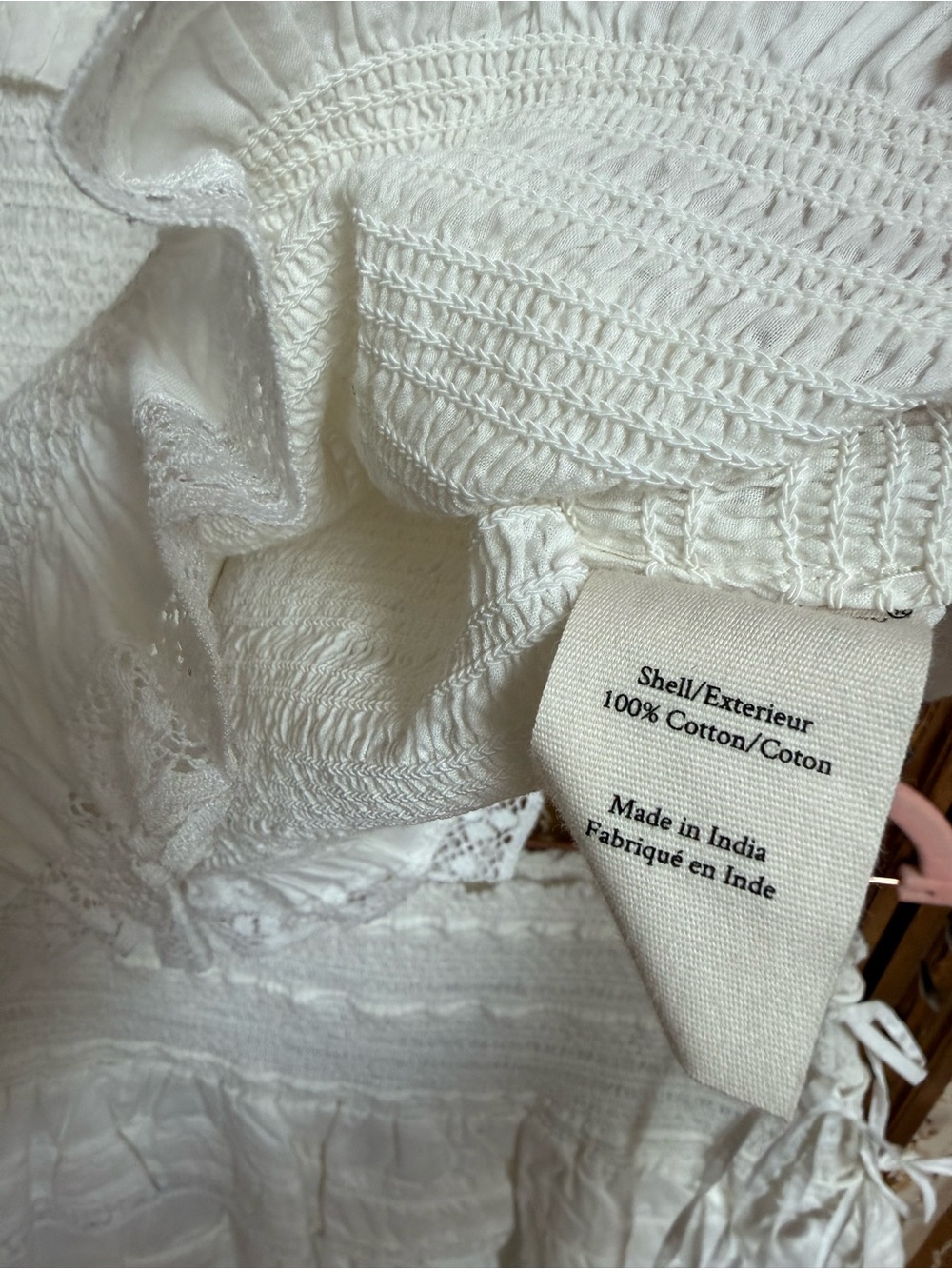 NWT LoveShackFancy Set Molly Top Mira Skirt Smocked Floral Lace Ruffle White XS - Picture 8 of 12